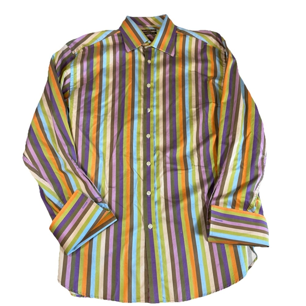 Ted Baker Endurance Superfine Cotton Men's 17.5 L Dress Shirt Long Sleeve Button
